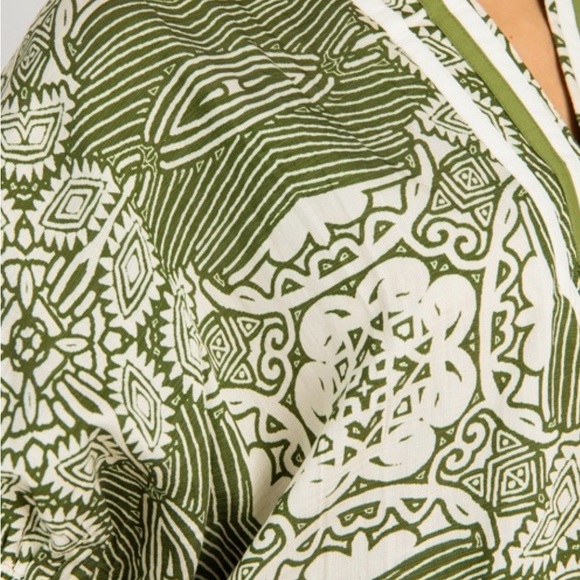 Entro Green and White Patterned Top - Picture 3 of 9